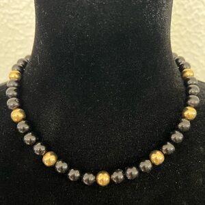 Vintage Black and Gold Beaded Necklace
